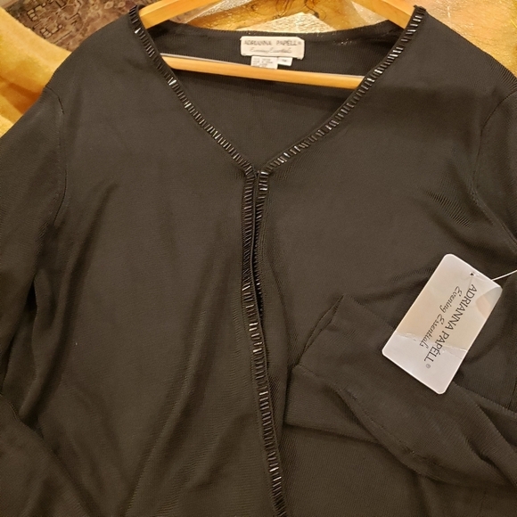 NWT Adrianna Papell Evening Essentials Black Semi-Sheer Beaded Cardigan Size 1X - Picture 7 of 7